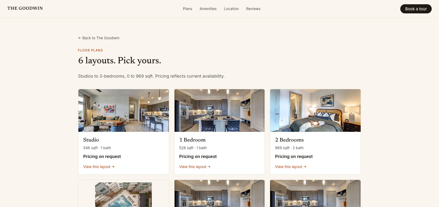 The Goodwin — East Austin boutique, all 6 floor plans