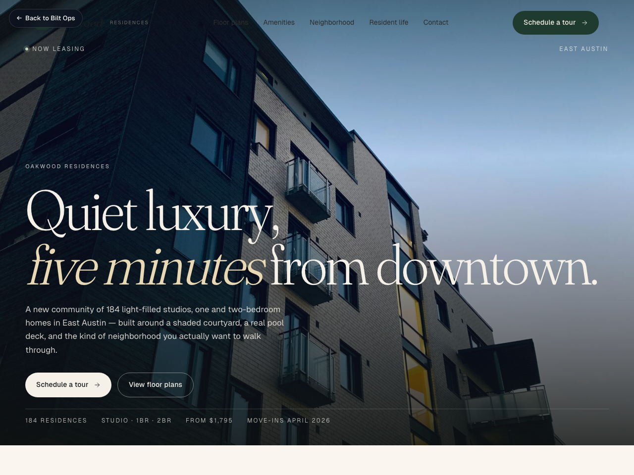 Oakwood Residences — apartment website bilt by BiltOps